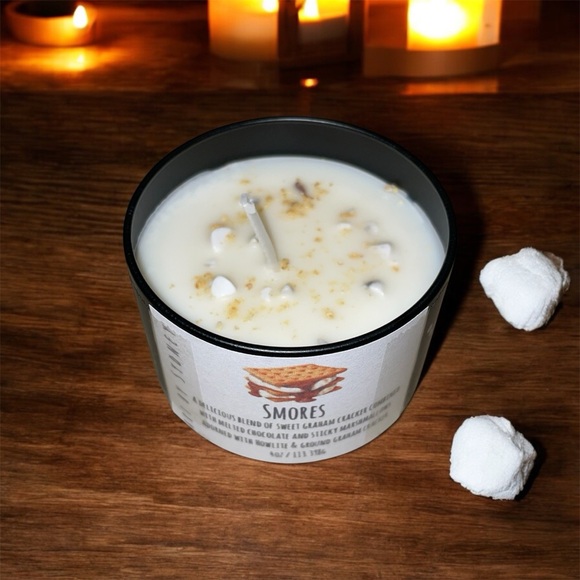 Hand Crafted Other - S’mores 4oz Candle Hand Made with Crusted Graham Cracker & Howlite